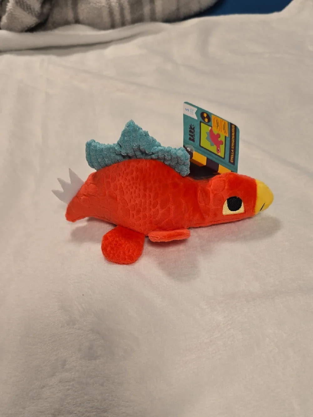 Bark Stella Stegosaurus Plush Dog Toy - Orange, Yellow & Teal Small 0-20‎ Pounds